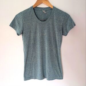 American Apparel The Track Shirt Heather Blue / Green (S)
